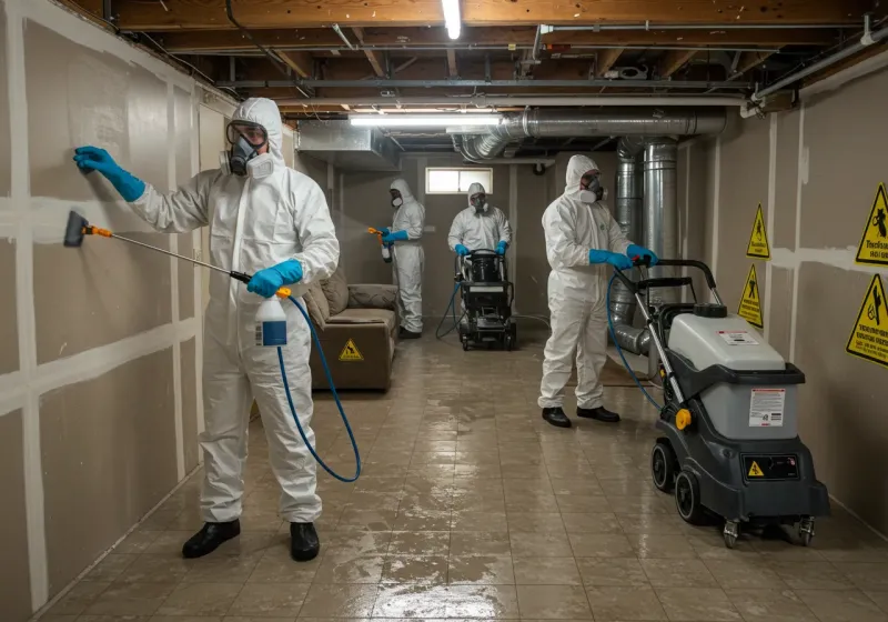 Basement Moisture Removal and Structural Drying process in Sayre, PA